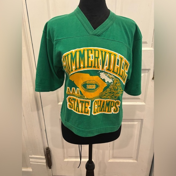 Vintage 1983 Summerville AAA State Champ V Neck Crop Shirt Barbie Sz M - Picture 1 of 5